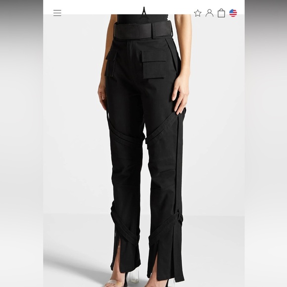 NWT Maniere de Voir Black Carpenter utility Trousers Strap, Belt size 16 - Picture 3 of 9